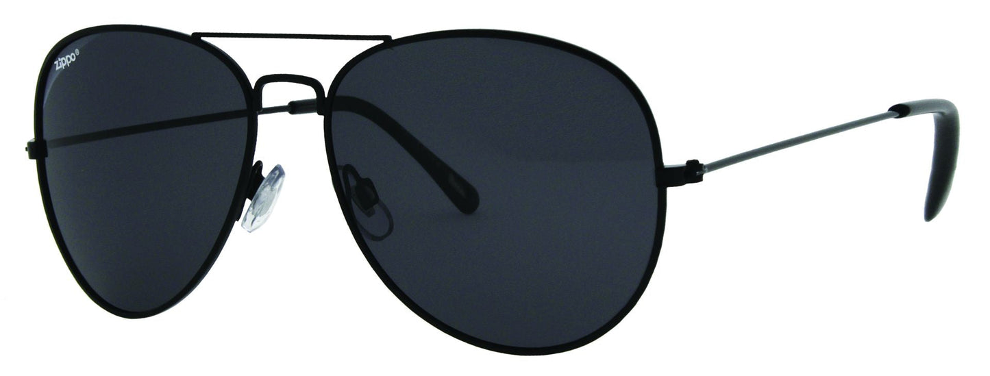 Zippo Pilot Glasses Front View ¾ Angle Metal with Black Frame