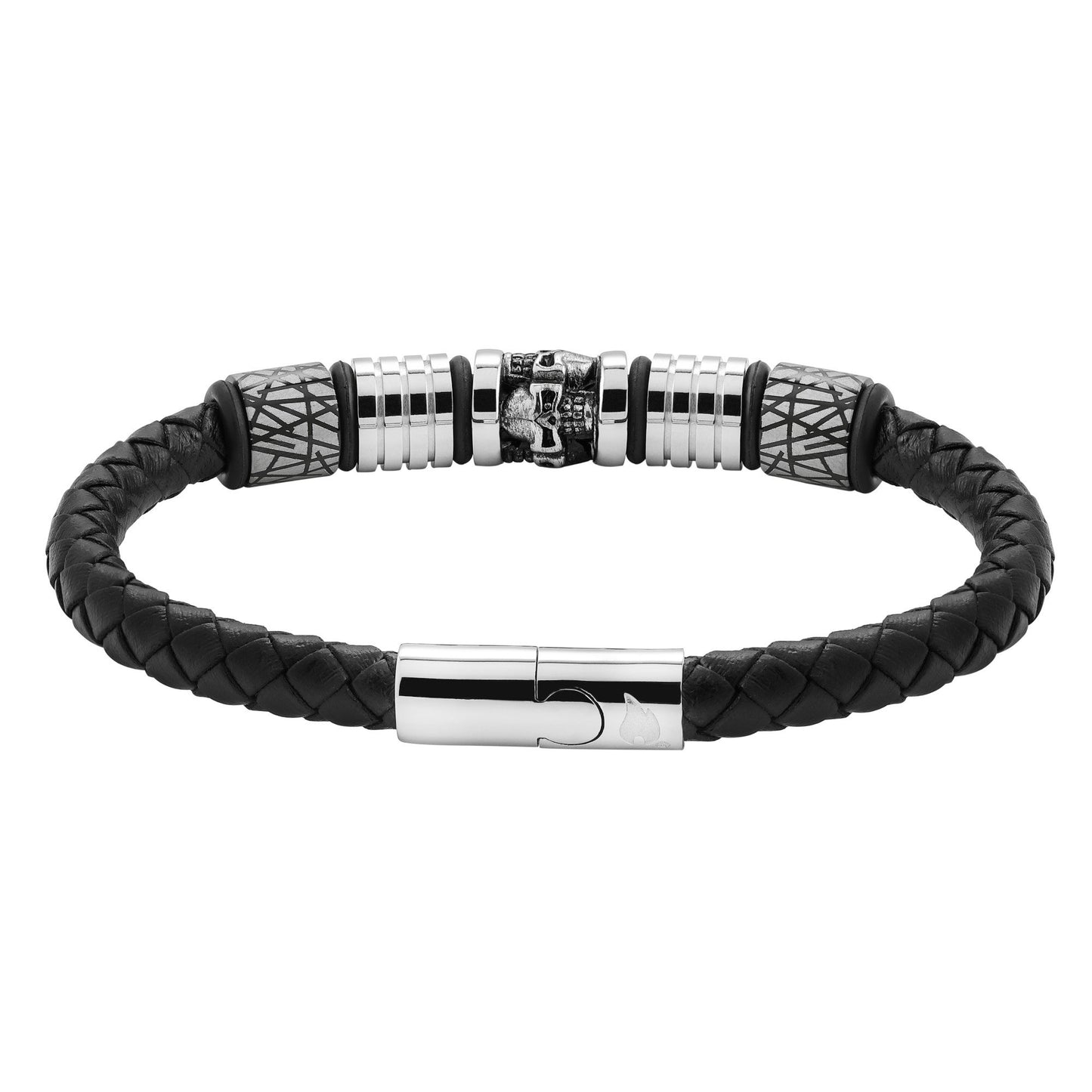 Five Charms Stainless Steel Leather Bracelet