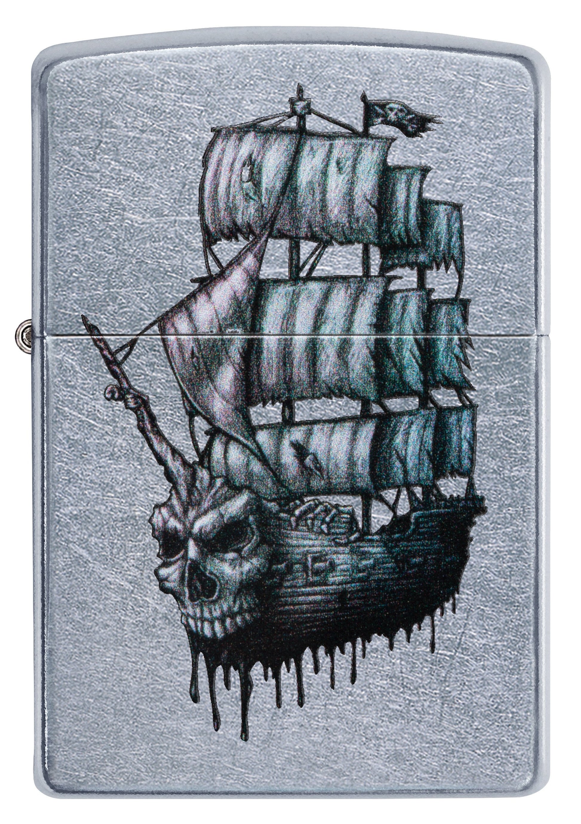 Pirate Ship Design Street Chrome Windproof Lighter