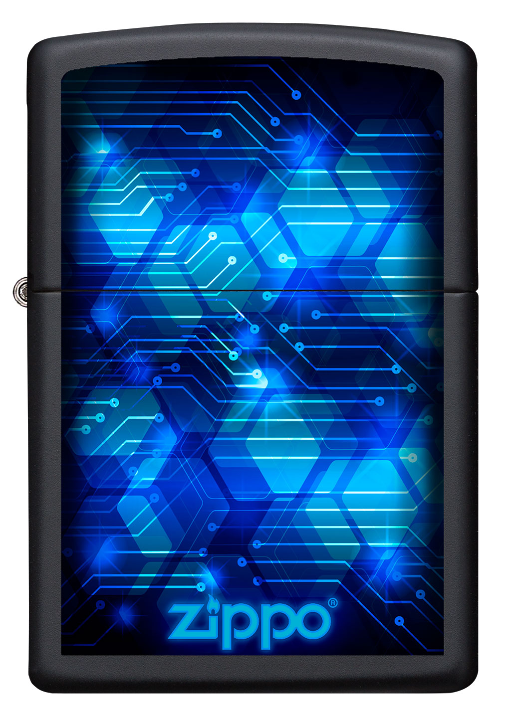 Vue de face du briquet tempête Zippo Blue Design