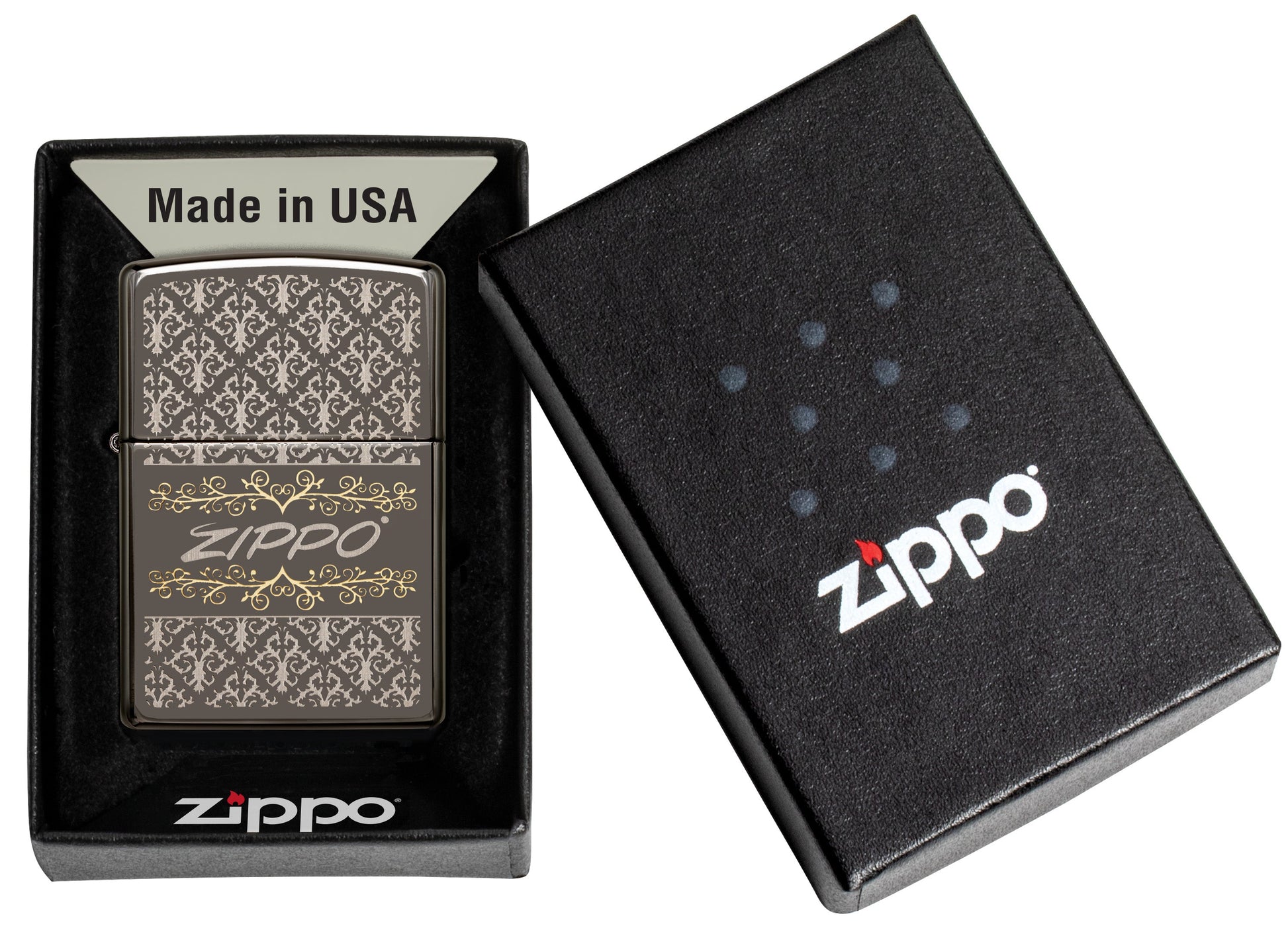 Briquet tempête Zippo Baroque Design dans sa boîte cadeau