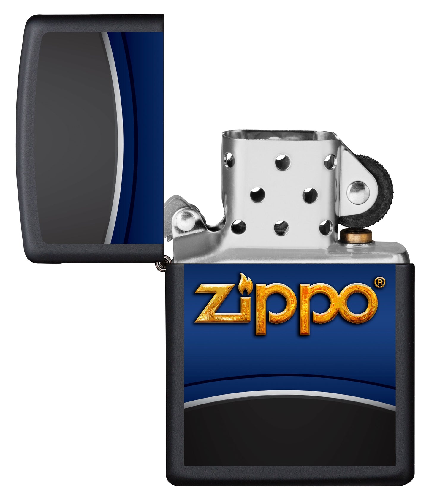 Vue de face du briquet tempête Zippo Design éteint, sans flamme