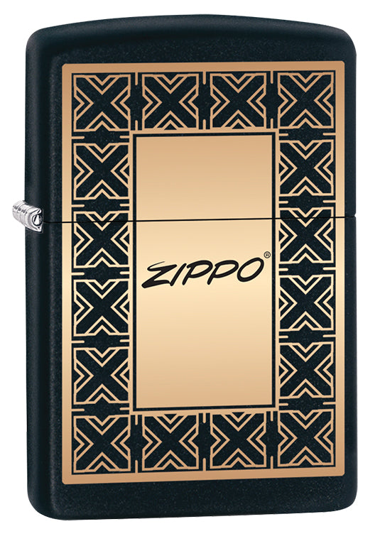 Vue de trois quarts du briquet tempête Zippo Art Deco Design