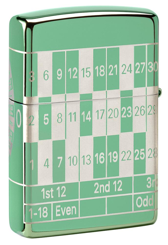 Roulette Design High Polish Green Windproof Lighter 360 Laser Engrave