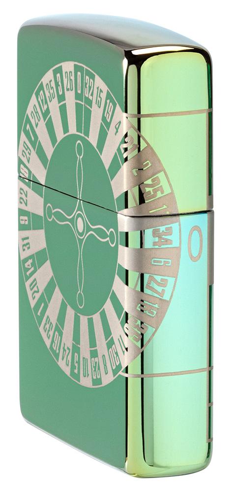 Roulette Design High Polish Green Windproof Lighter 360 Laser Engrave