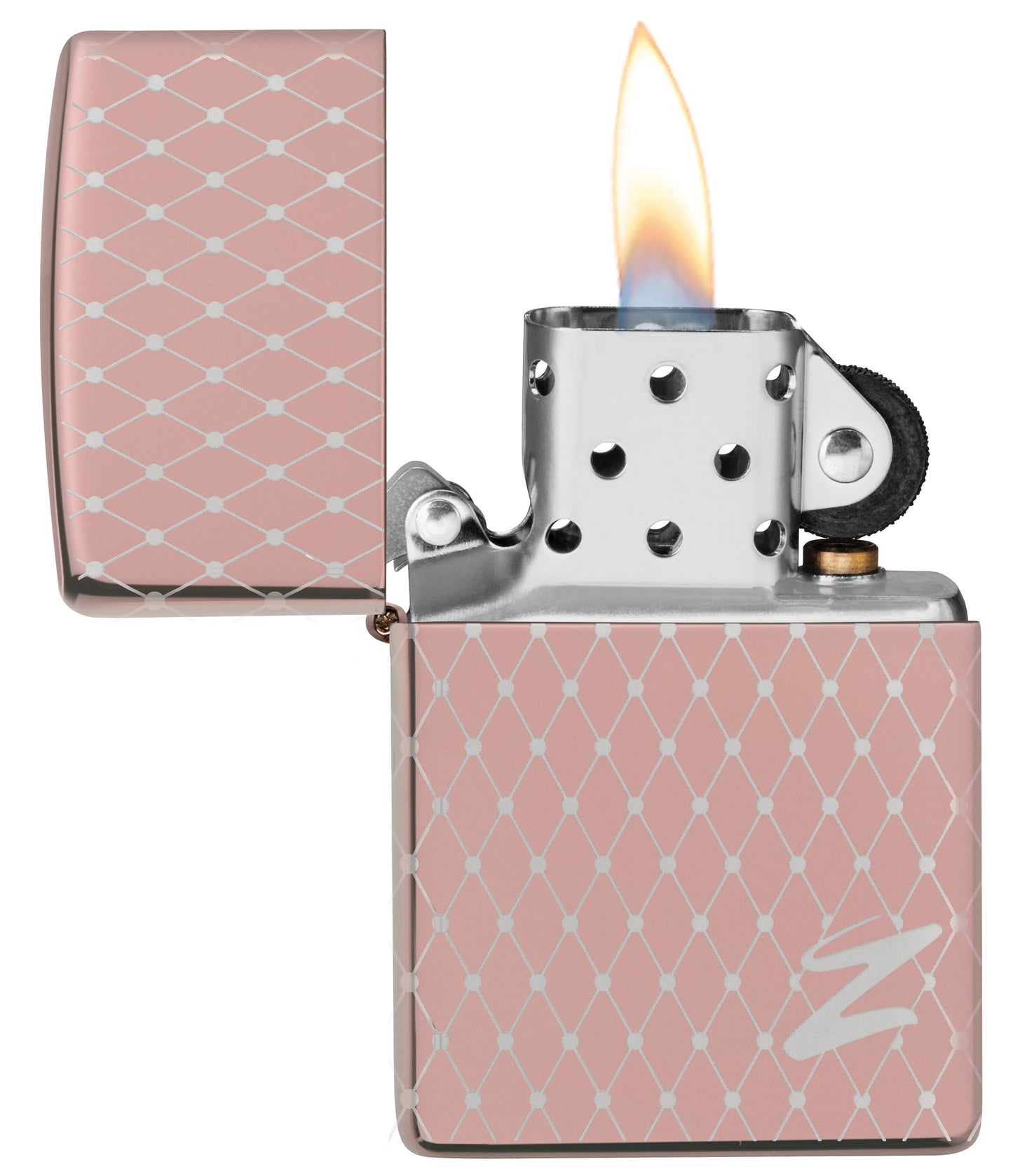 Net Pattern High Polish Rose Gold Windproof Lighter