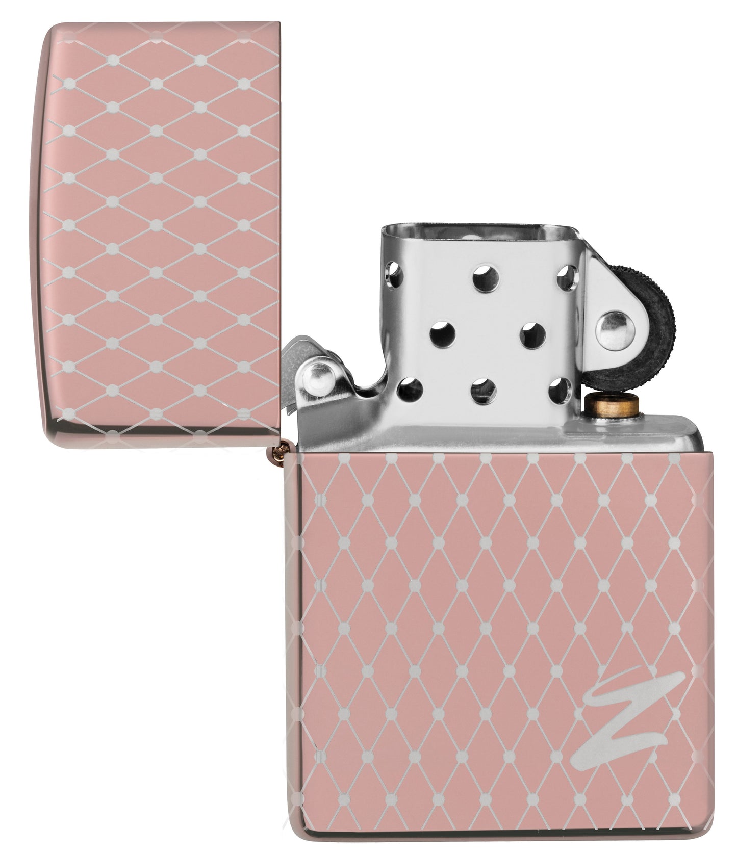 Net Pattern High Polish Rose Gold Windproof Lighter