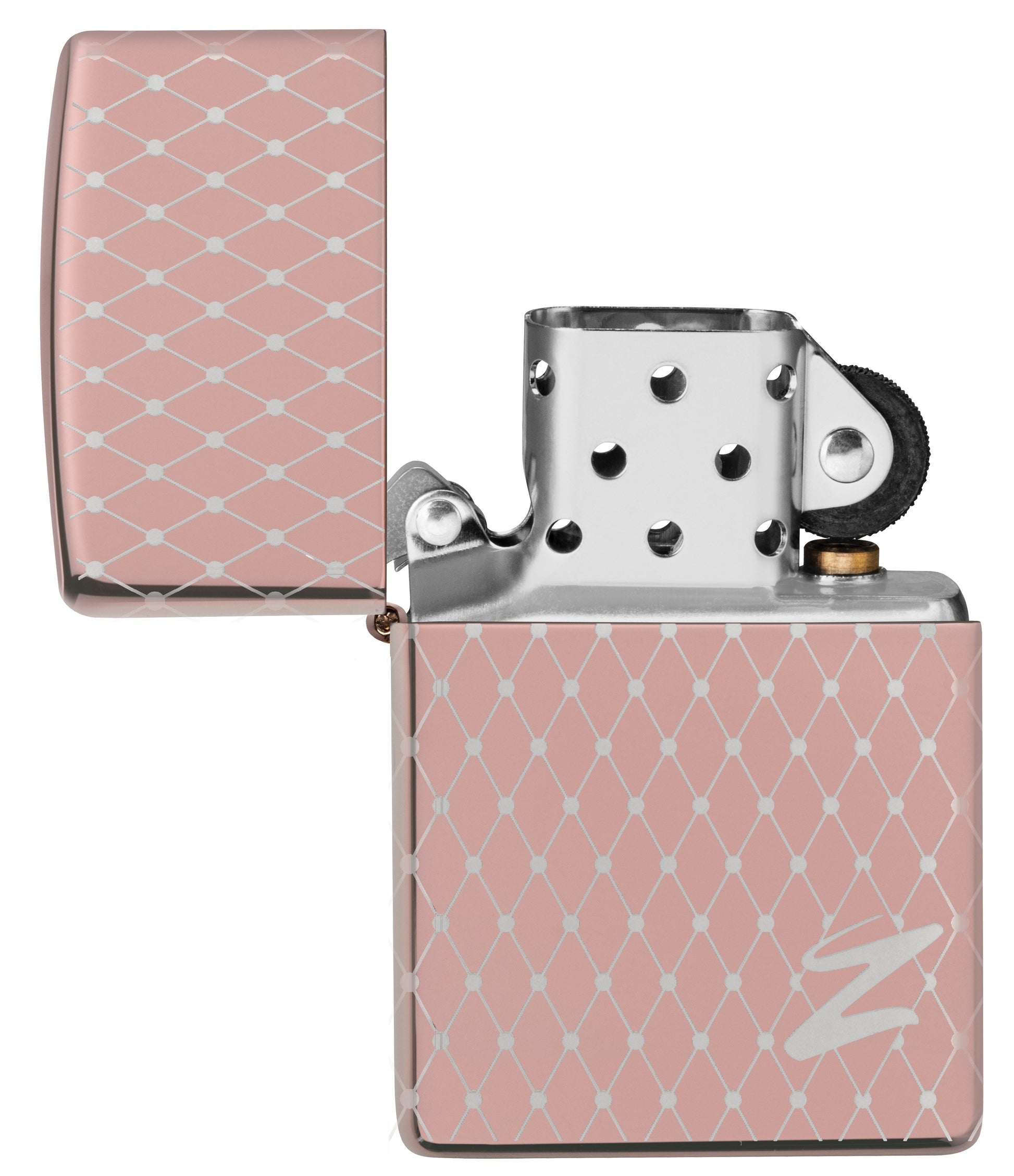 Net Pattern High Polish Rose Gold Windproof Lighter