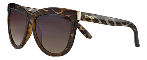Zippo Sunglasses 3/4 Front View Lady Swing With Curved Semi-Circular Lenses In Leopard Optics
