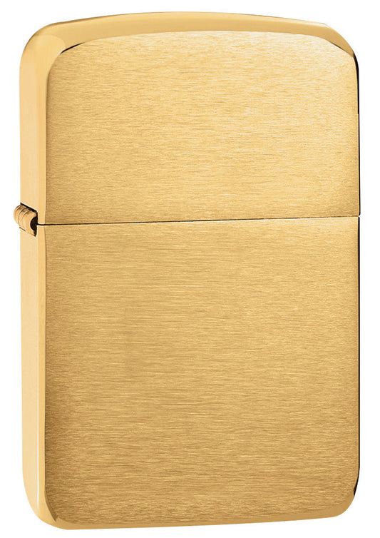 Zippo Feuerzeug 1941 Replica Frontansicht ¾ Winkel aus gebürstetem Messing in Gold