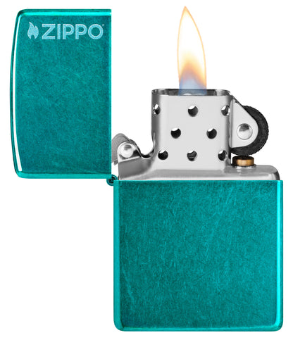 Classic Candy Teal Zippo Logo