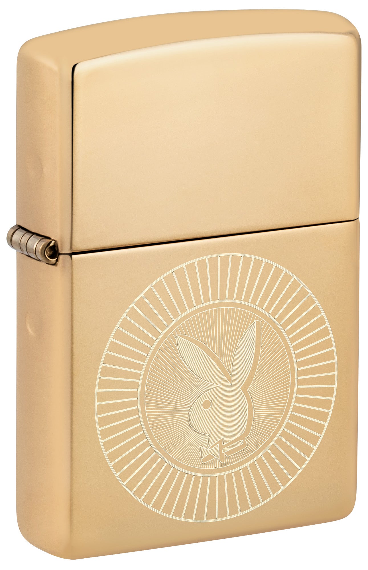 A gold Zippo lighter featuring the classic Playboy bunny logo P1