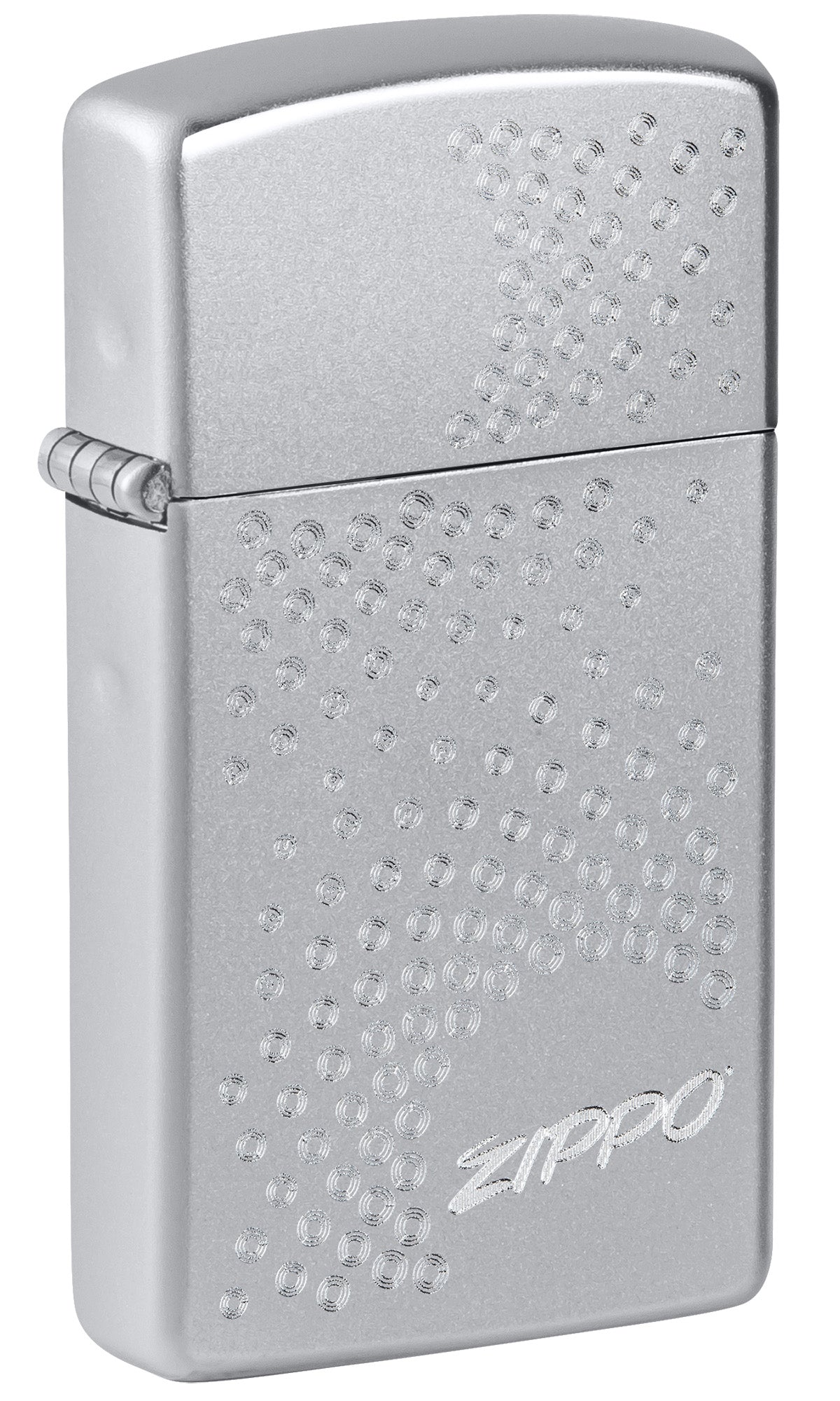 Silver Zippo lighter with a textured surface P1