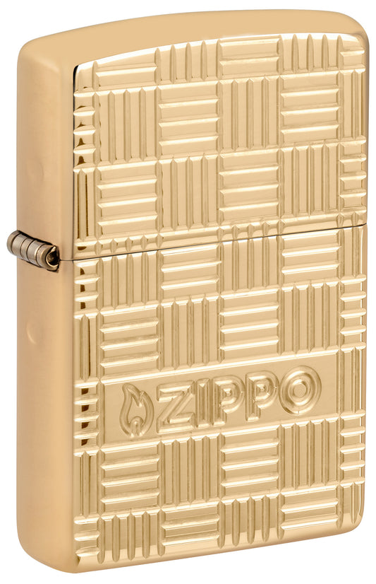 Gold Zippo lighter with embossed design P1
