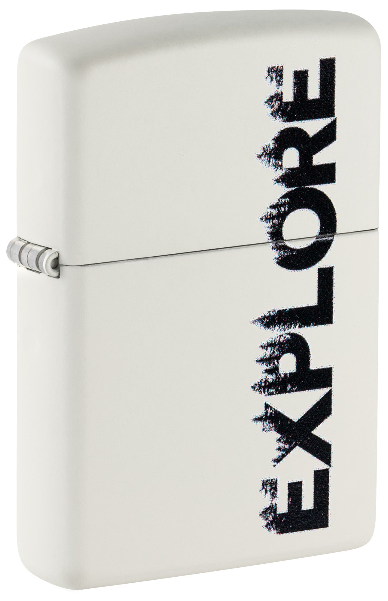 White Zippo lighter with 'EXPLORE' text P1