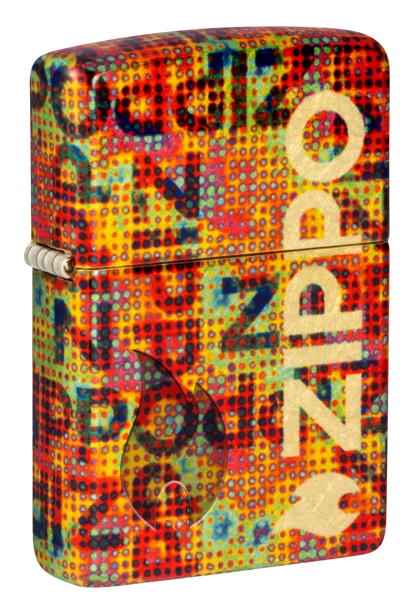 Colorful Zippo lighter with abstract design and 'Zippo' branding P1