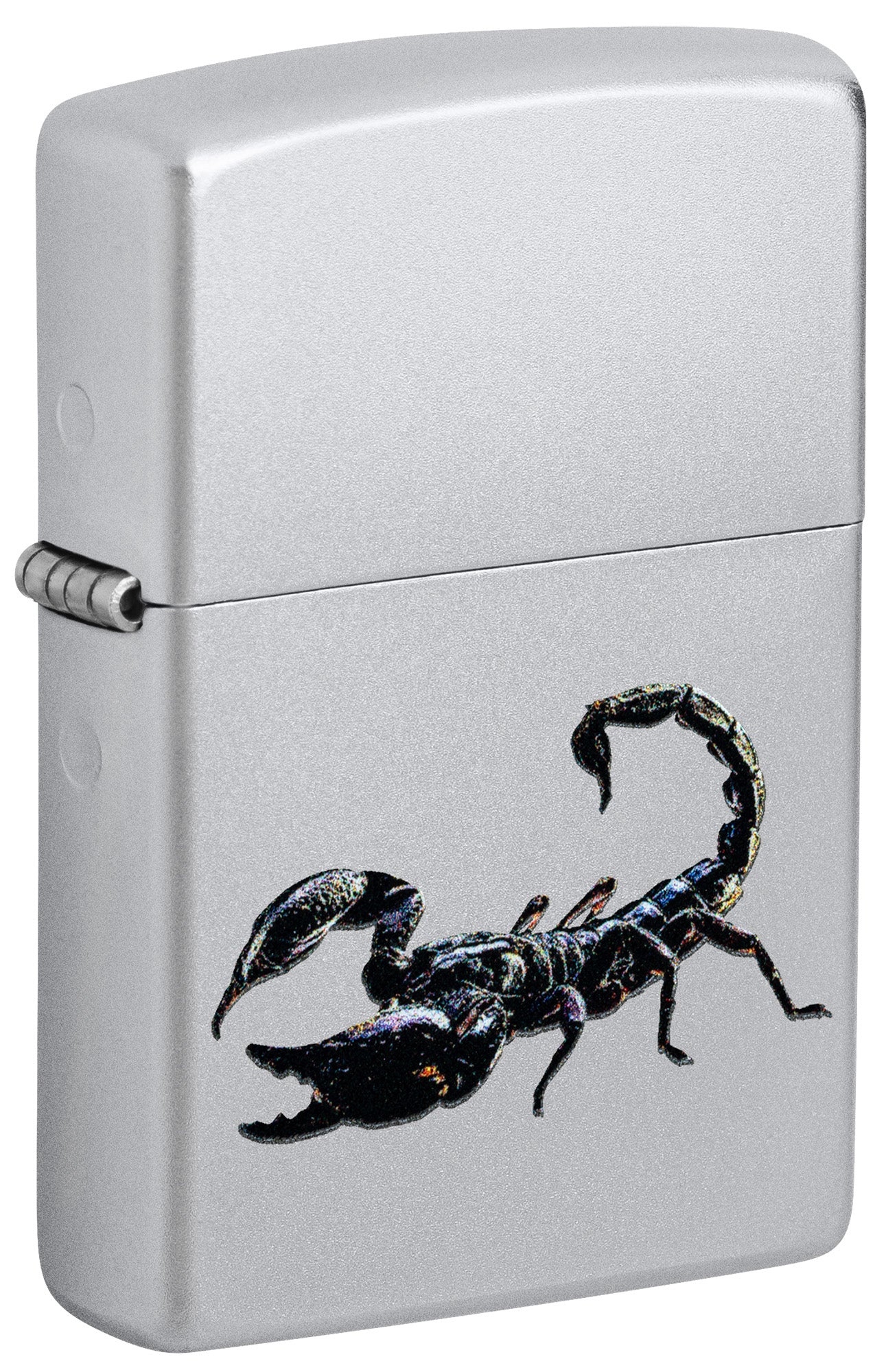 Silver Zippo lighter with a scorpion design P1
