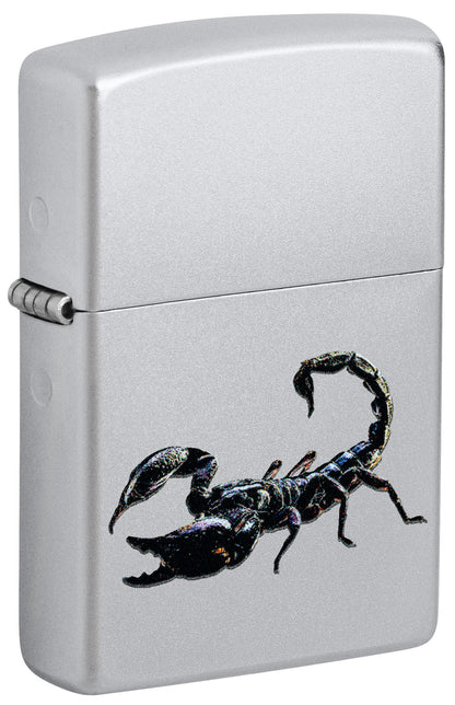 Silver Zippo lighter with a scorpion design P1