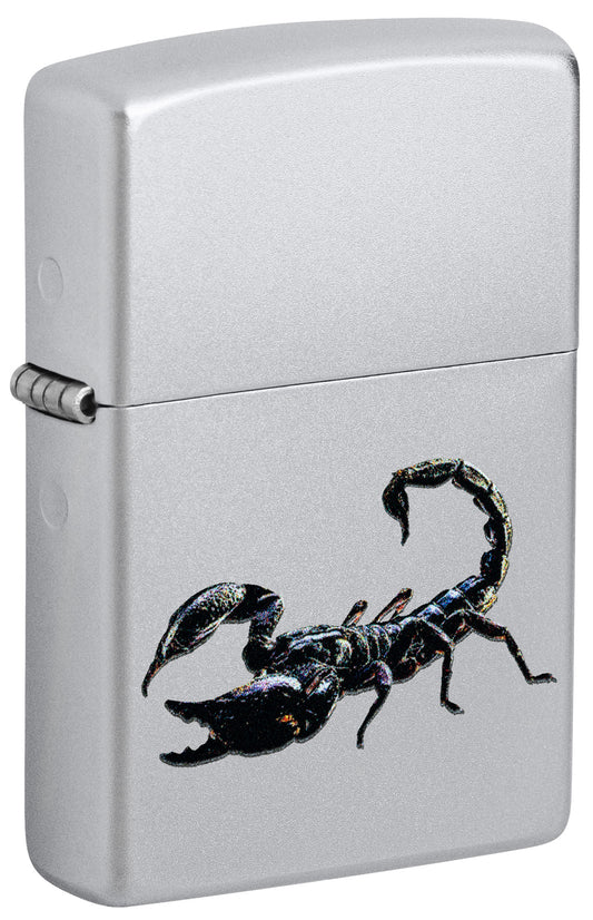 Silver Zippo lighter with a scorpion design P1
