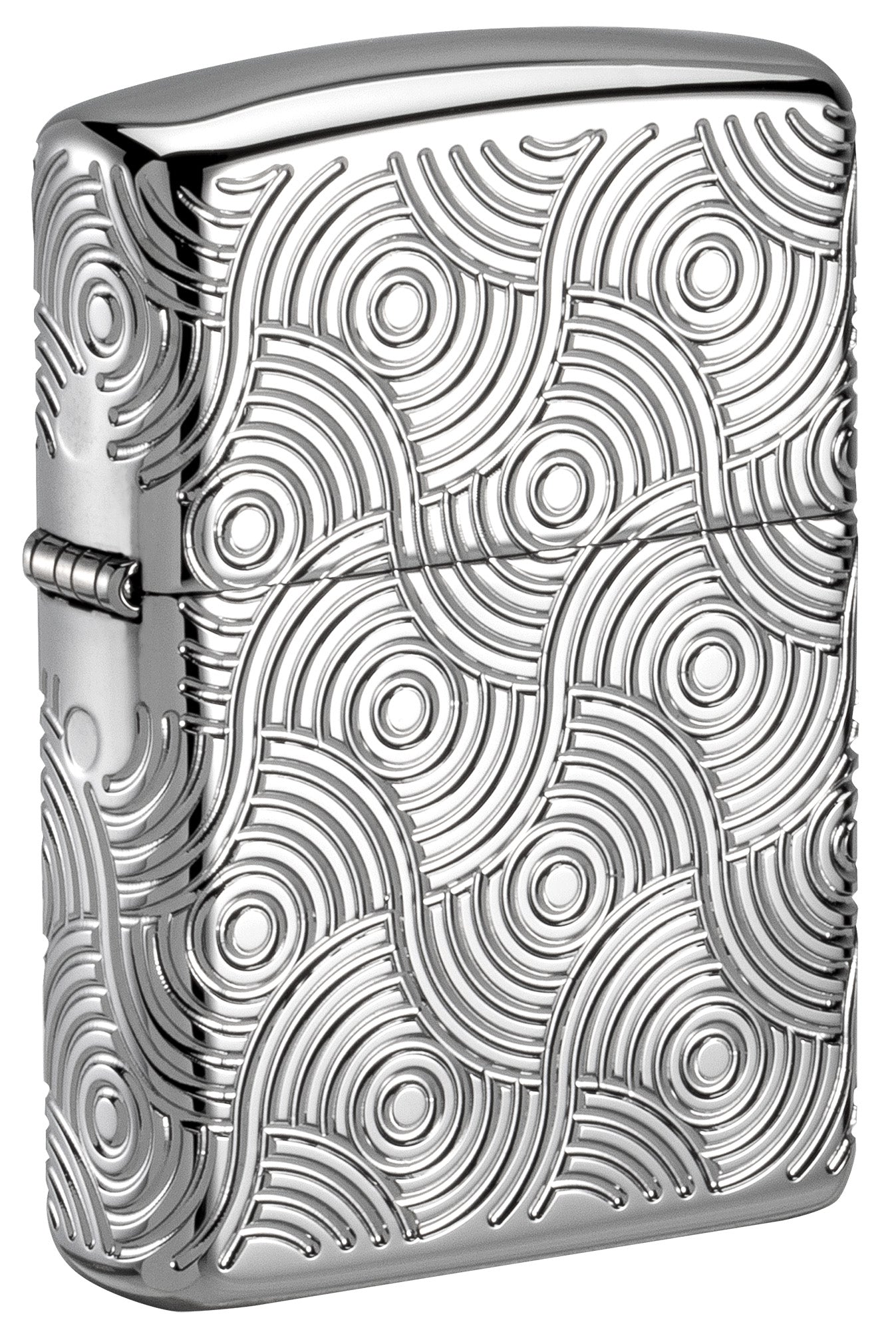 Silver Zippo lighter with circular pattern P1