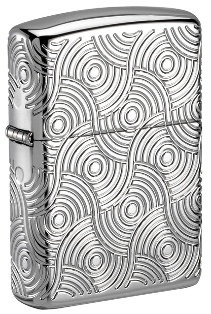 Silver Zippo lighter with circular pattern P1