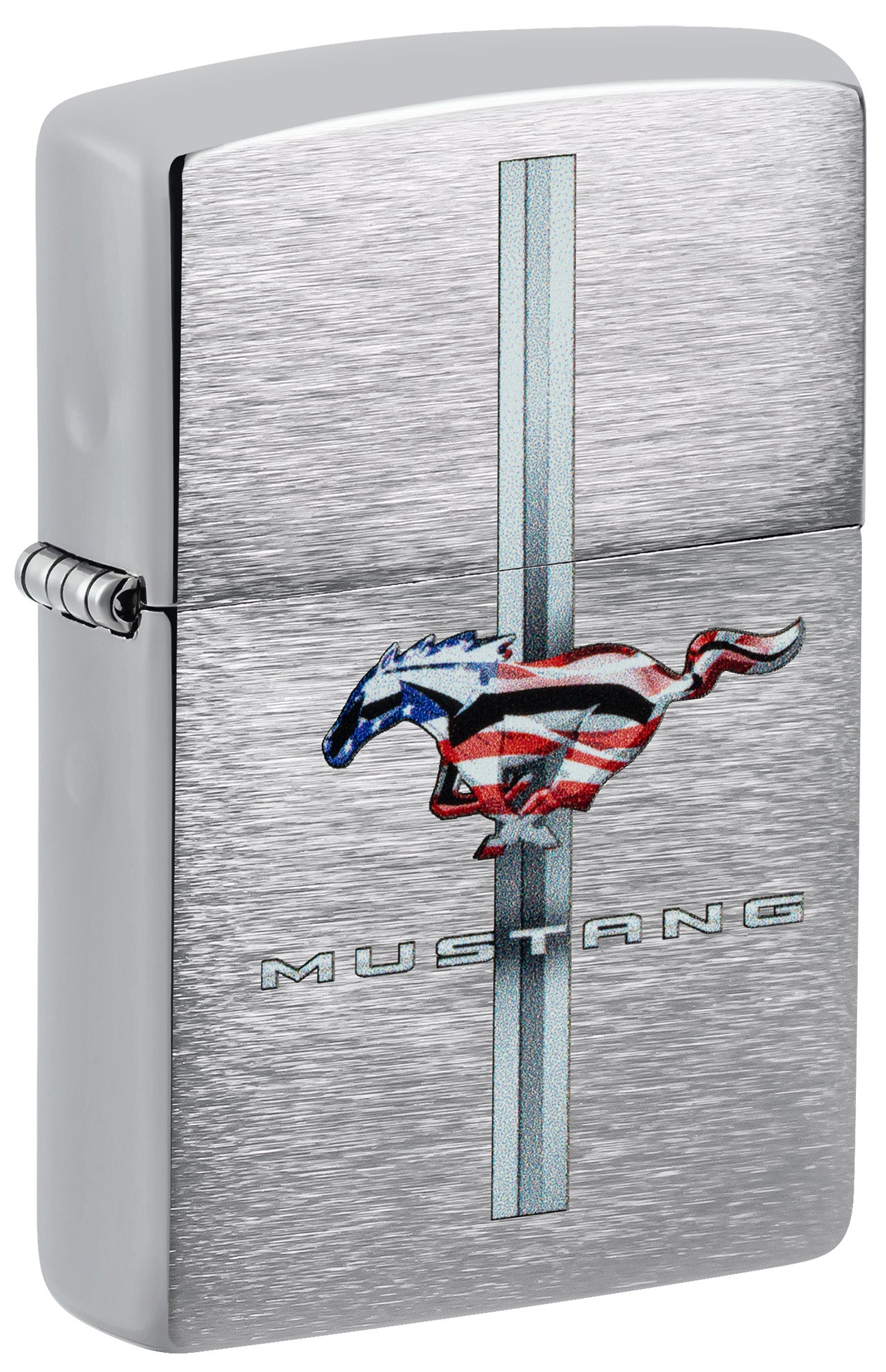 Zippo lighter with Mustang logo featuring American flag P1