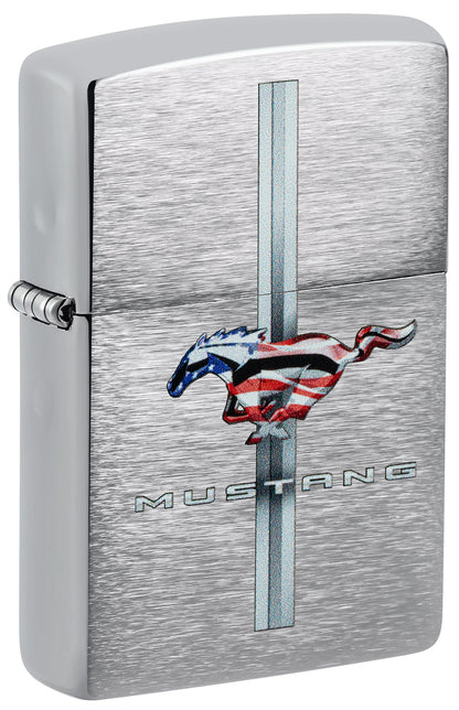 Zippo lighter with Mustang logo featuring American flag P1