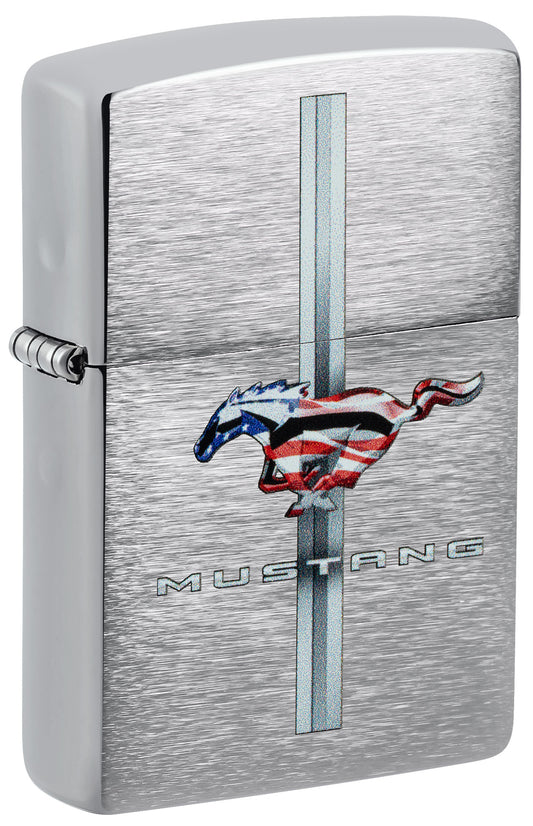 Zippo lighter with Mustang logo featuring American flag P1