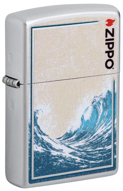 Zippo lighter with wave design and Zippo branding P1