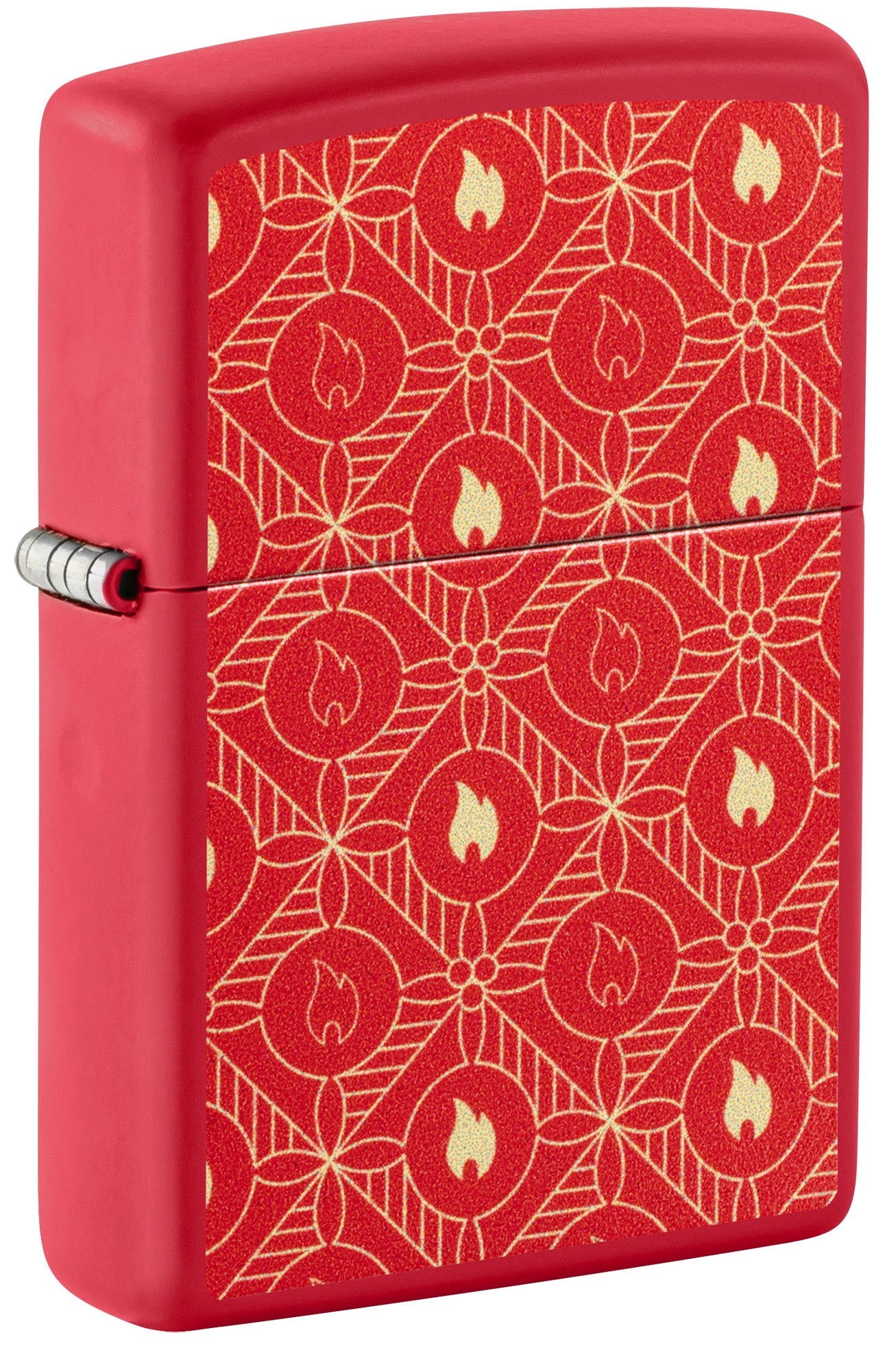 Red Zippo lighter with flame pattern P1