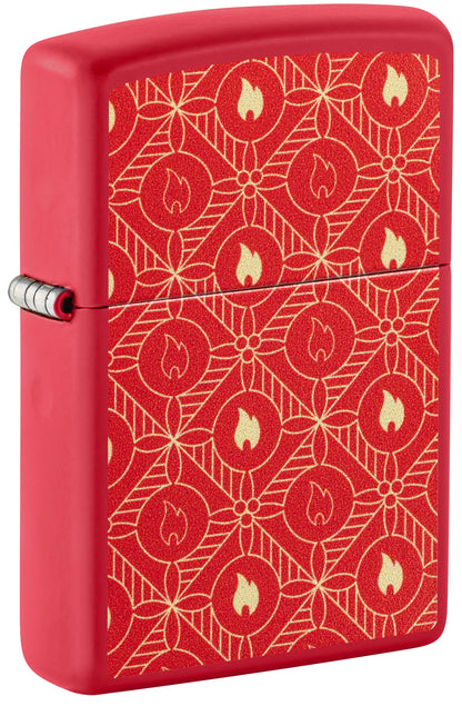 Red Zippo lighter with flame pattern P1