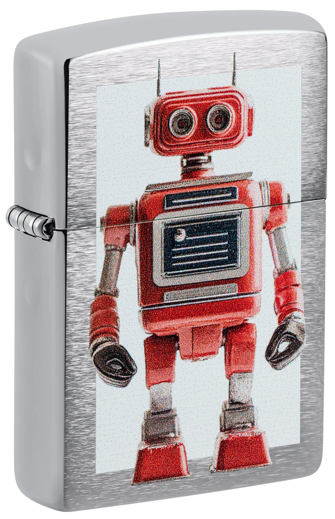 Zippo lighter with a red robot design P1