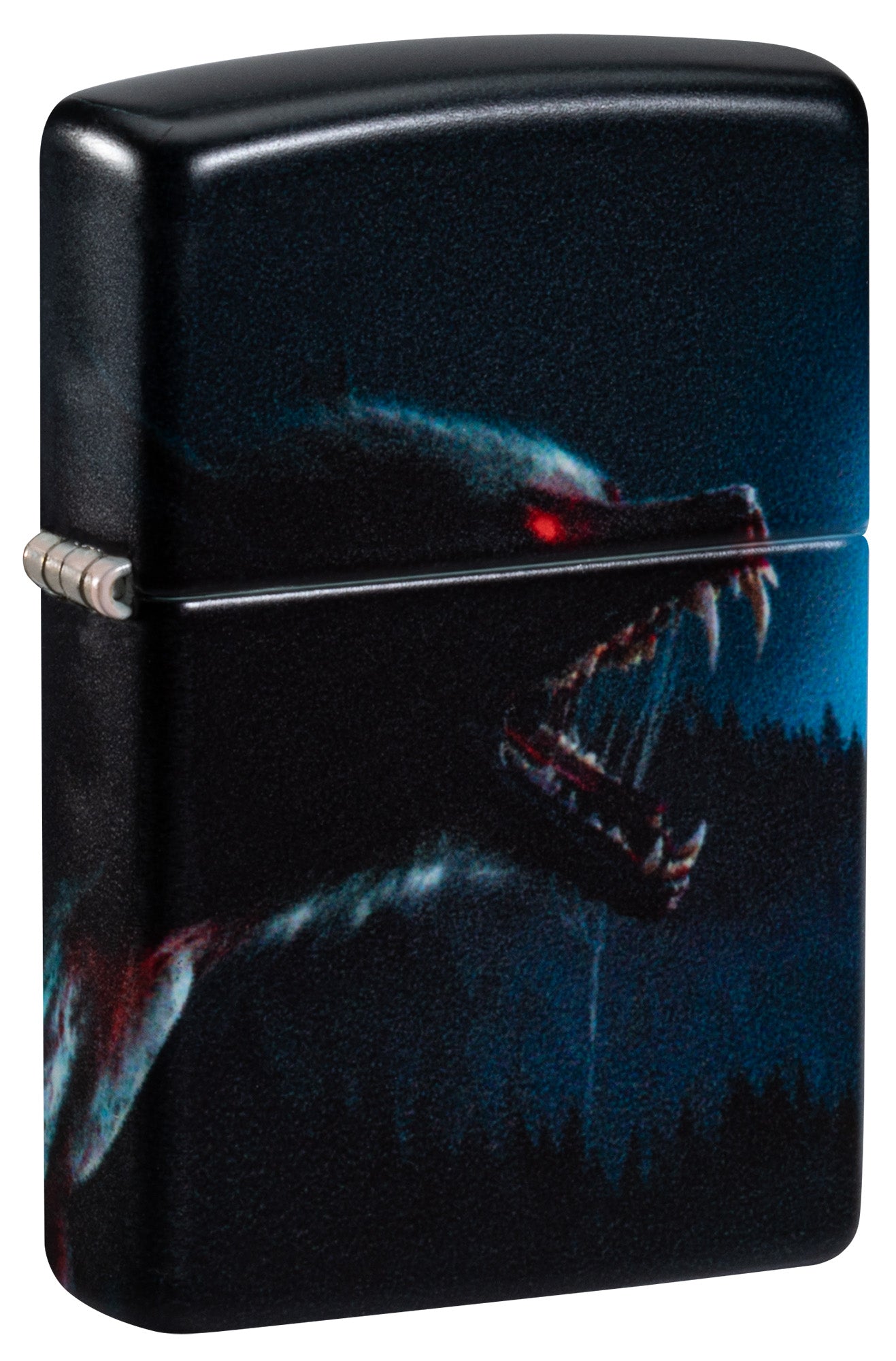 Zippo lighter with a wolf design on a black background P1