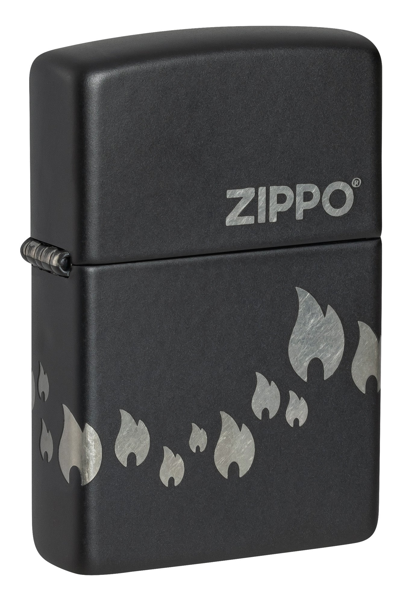 Black Zippo lighter with flame designs P1