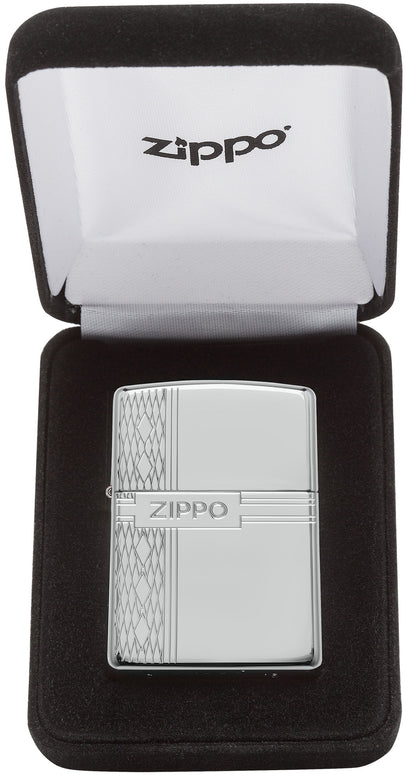 Sterling Silver Zippo Diamond Design