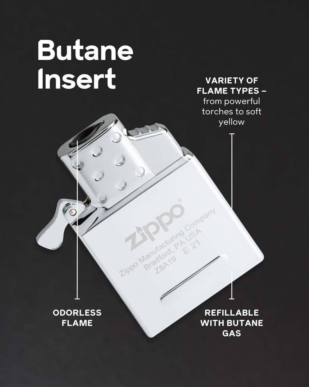 Butane Lighter Insert - Single Torch