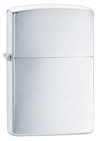 Armor® Brushed Chrome Windproof Lighter standing at a 3/4 angle