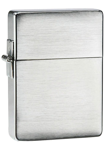 Zippo Lighter 1935 Replica Front View ¾ Angle in Brushed Chrome Optics