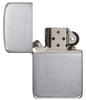 Zippo Lighter 1941 Replica front view opened in brushed chrome look