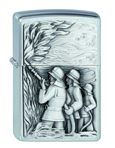 Firefighters Emblem Chrome Brushed Windproof Lighter