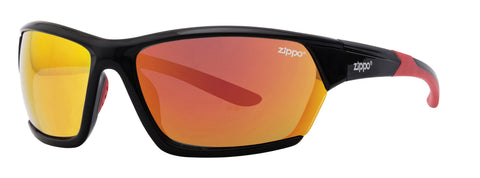 Front View 3/4 Angle Zippo Sunglasses With Black Frames And Orange Lenses