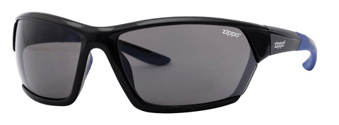 Front View 3/4 Angle Zippo Sunglasses With Black Frames And Black Lenses
