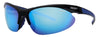 Front View 3/4 Angle Zippo Sunglasses Sports Glasses In Black With Half Rim, Blue Lenses