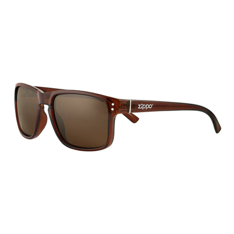 Front View Zippo Sunglasses Narrow Frame, Square, Brown