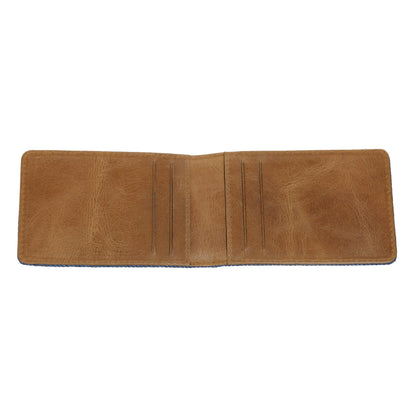 Denim Bi-Fold Credit Card Wallet Open