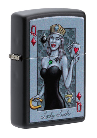 Lady Luck Black Matte Windproof Lighter Online Only