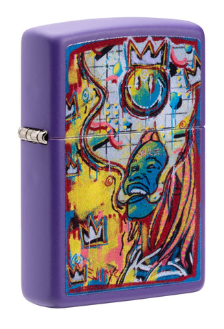 Abstract Smile Windproof Lighter Purple Matte Online Only