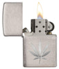 29587, Marijuana Leaf Design, Auto Engraving, Brushed Chrome Finish, Classic Case