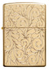 Zippo Lighter Front View Armor® highly polished brass with deeply engraved squiggly lines.