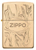 Zippo Lighter Front View Brushed Brass in Marble Look with Logo
